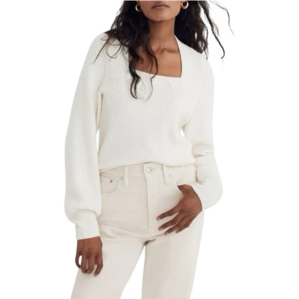 MADEWELL Melwood Square-Neck Pullover Sweater in Coziest Yarn Size Medium